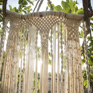 Cortina de trenzas color crudo